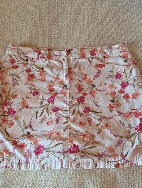 Floral Print Pink Cotton Mini Skort